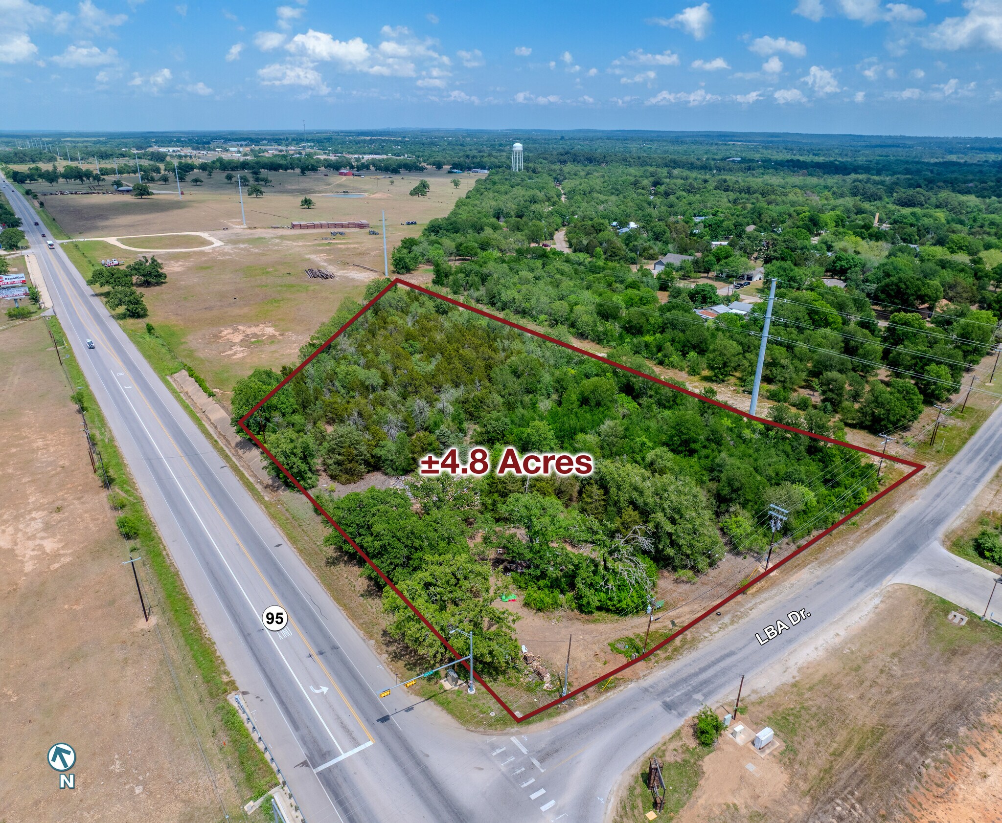 SH 95 & LBA Dr., Bastrop, TX for sale Aerial- Image 1 of 5