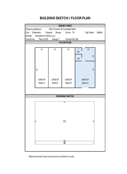 105 E James M Campbell Blvd, Columbia, TN for lease - Floor Plan - Image 2 of 2