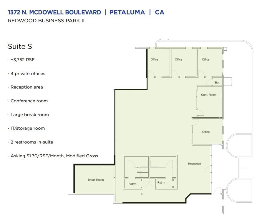 1372 N McDowell Blvd, Petaluma, CA for lease Floor Plan- Image 1 of 7