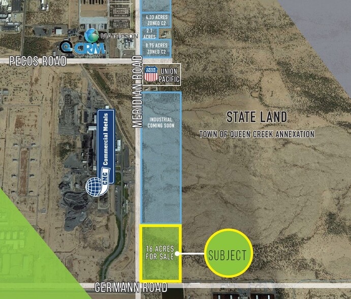 Meridian & Germann Road, Queen Creek, AZ for sale - Aerial - Image 3 of 4