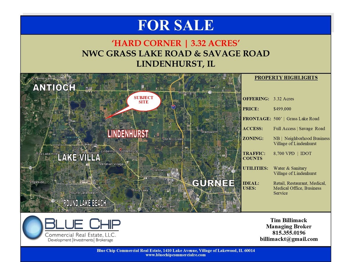 Grass Lake Road & Savage Road, Lindenhurst, IL 60046