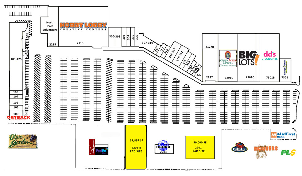 2203 SW 74th St Walnut Square Shopping Center, Oklahoma City, OK for lease - Site Plan - Image 1 of 4