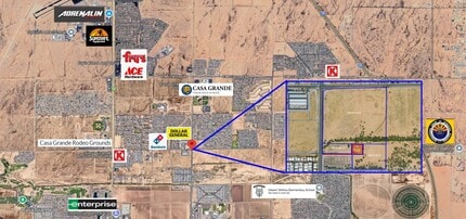SEC N Trekell Rd and E Rodeo Rd, Casa Grande, AZ - AERIAL  map view