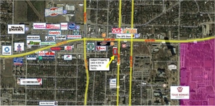 1803-1813 N Elm St, Denton, TX - AERIAL map view