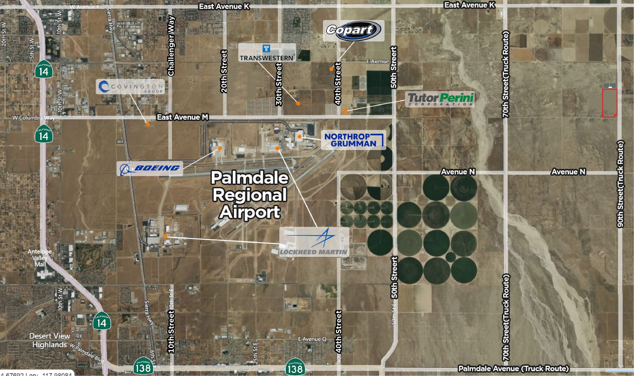 90th Street East, Palmdale, CA for sale Aerial- Image 1 of 1