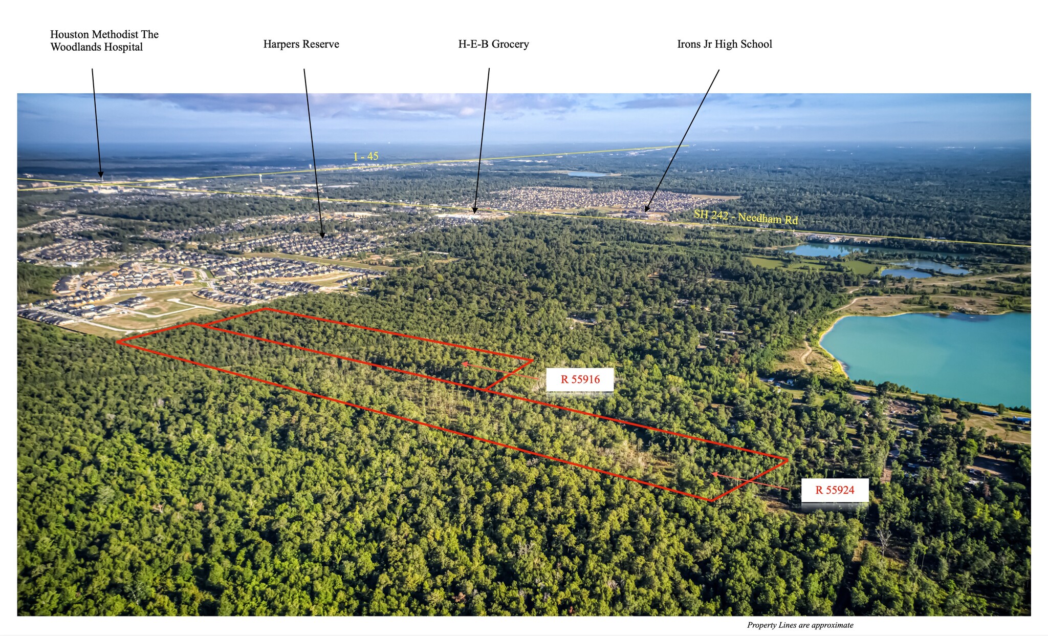 53.8 Acres off Hwy 242, Conroe, TX for sale Aerial- Image 1 of 7