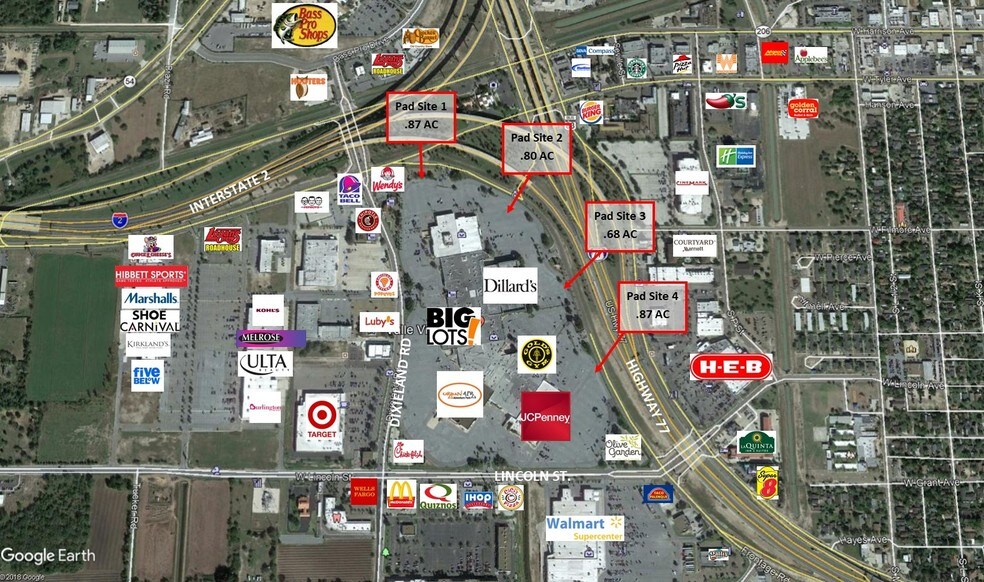 Valle Vista Mall Map Expressway 83 @ Tyler Avenue, Harlingen, Tx 78552 - Pad Sites At Valle  Vista Mall | Loopnet