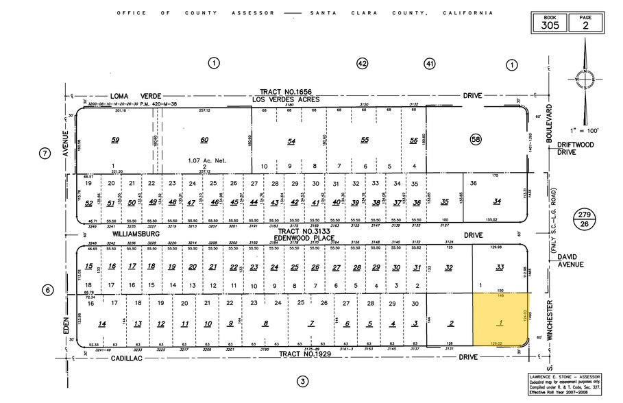 1495 S Winchester Blvd, San Jose, CA for sale - Plat Map - Image 1 of 1