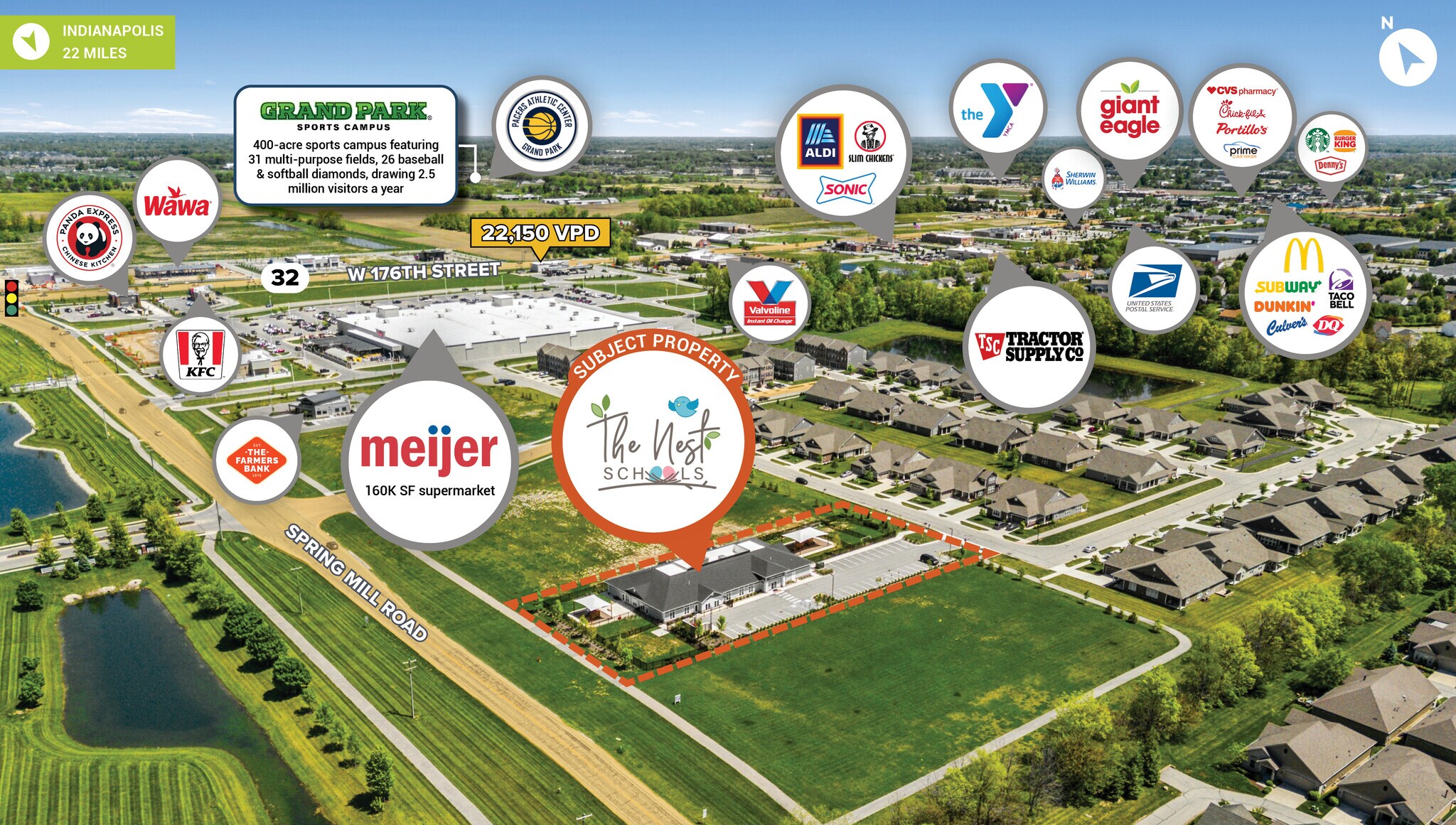 17313 Spring Mill Rd, Westfield, IN for sale Aerial- Image 1 of 3