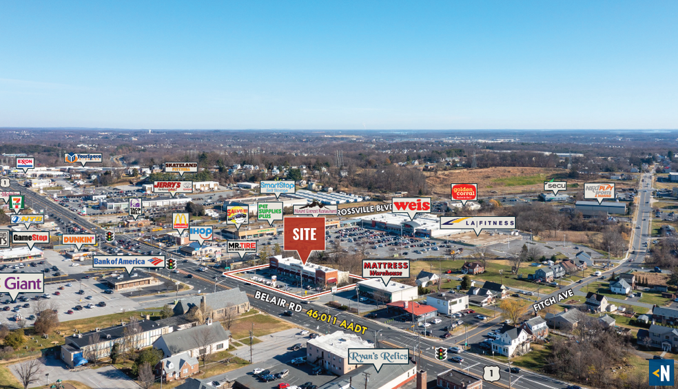 7911-7915 Belair Rd, Baltimore, MD for lease - Aerial - Image 3 of 4