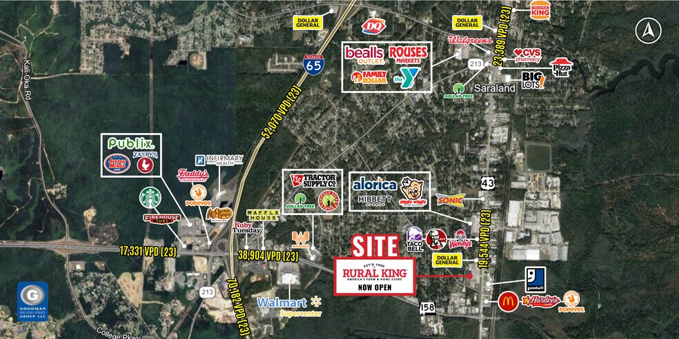 949-951 Saraland Blvd S, Saraland, AL for lease - Aerial - Image 3 of 4