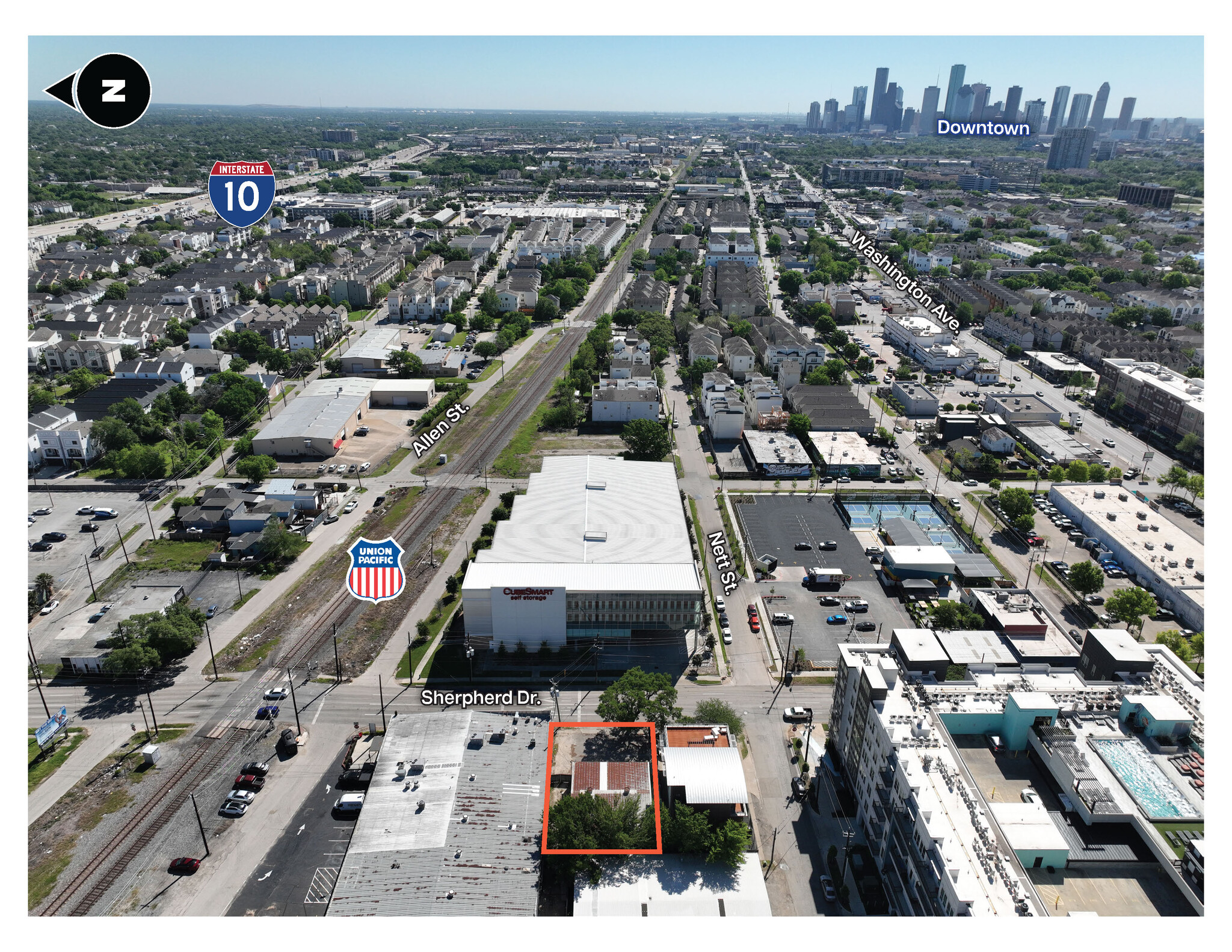 1213 Shepherd Dr, Houston, TX for lease Aerial- Image 1 of 3