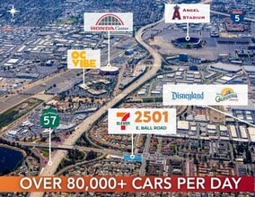 2501 E Ball Rd, Anaheim, CA - AERIAL  map view