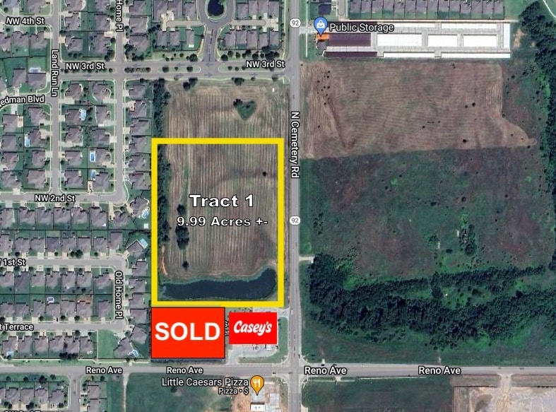 Reno & Cemetery Rd - Tract 1 rd, Yukon, OK for sale - Aerial - Image 1 of 1