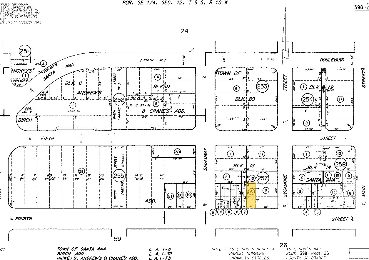 209-211 W 4th St, Santa Ana, CA for sale Plat Map- Image 1 of 1