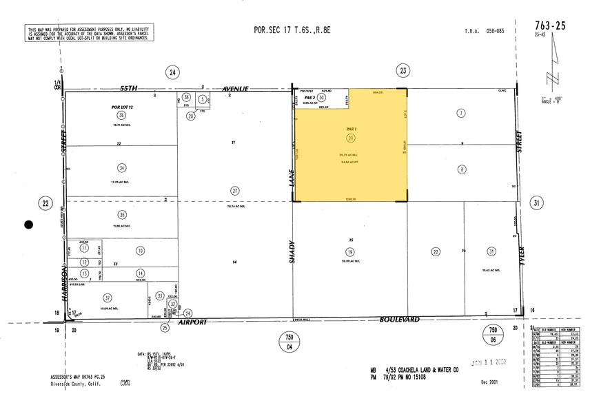 Shady Ln, Coachella, CA for lease - Plat Map - Image 2 of 3