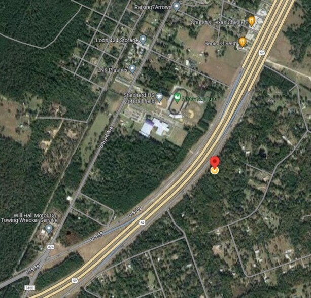 7381 U.S. 59, Shepherd, TX 77371 8.775ac on Hwy 59 N with 748LF