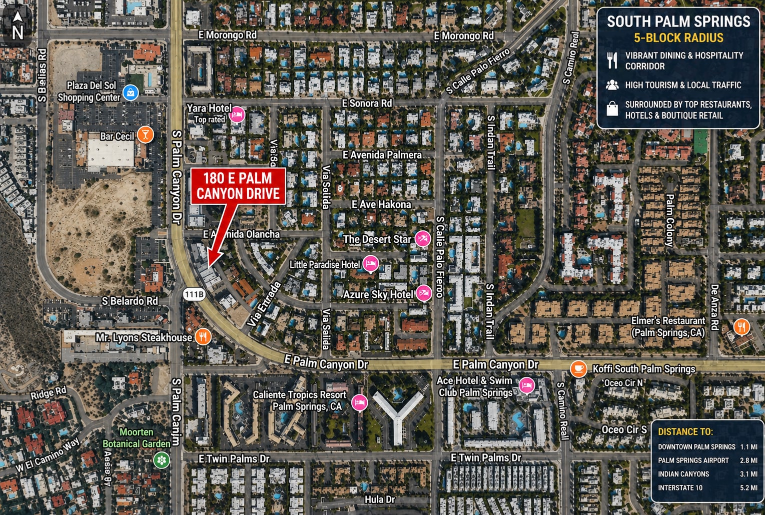 180 E Palm Canyon Dr, Palm Springs, CA for lease Map- Image 1 of 6