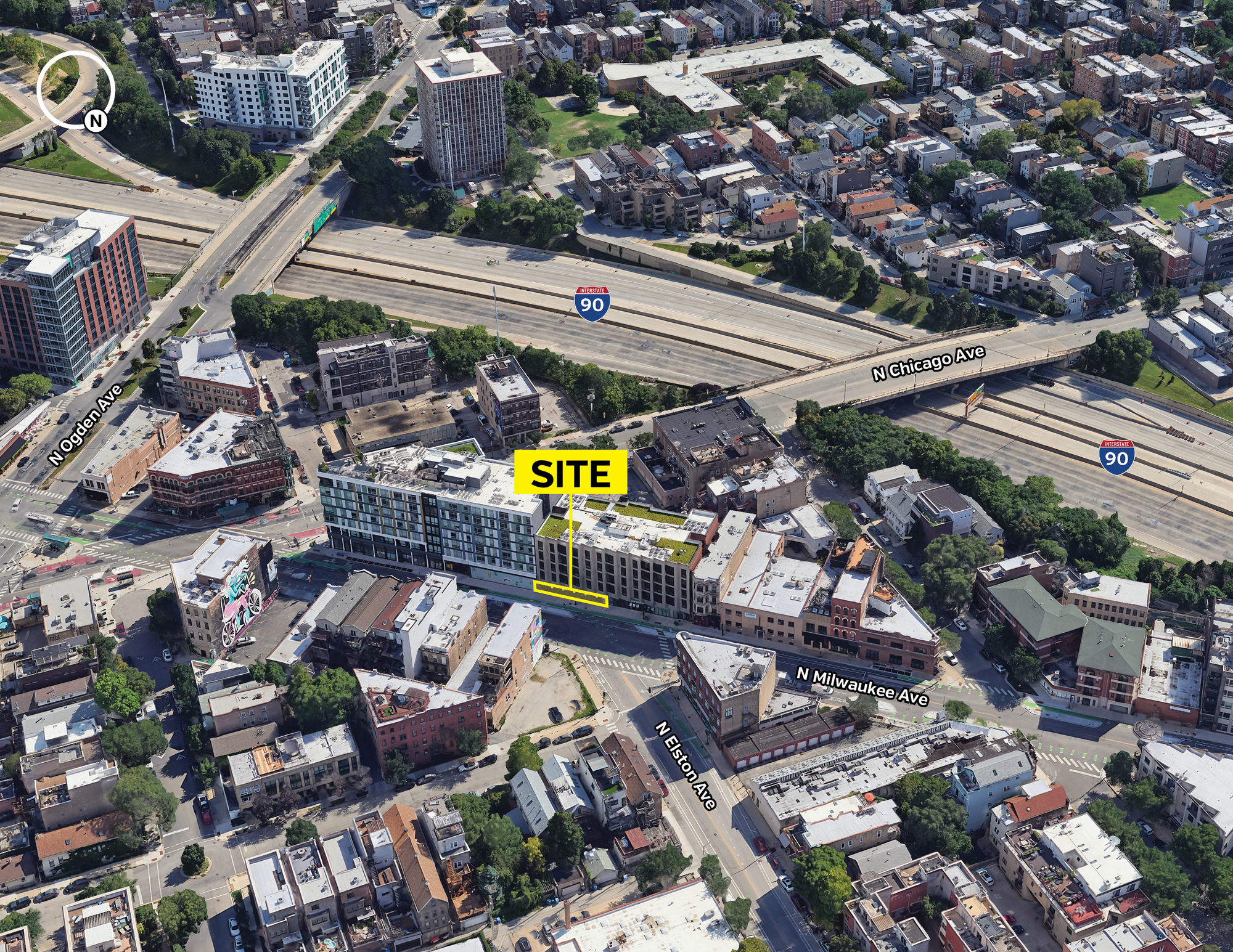 830 N Milwaukee Ave, Chicago, IL for lease Aerial- Image 1 of 2