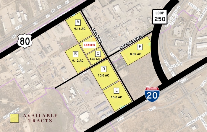 I-20 and Loop 250, Midland, TX for lease - Aerial - Image 1 of 1
