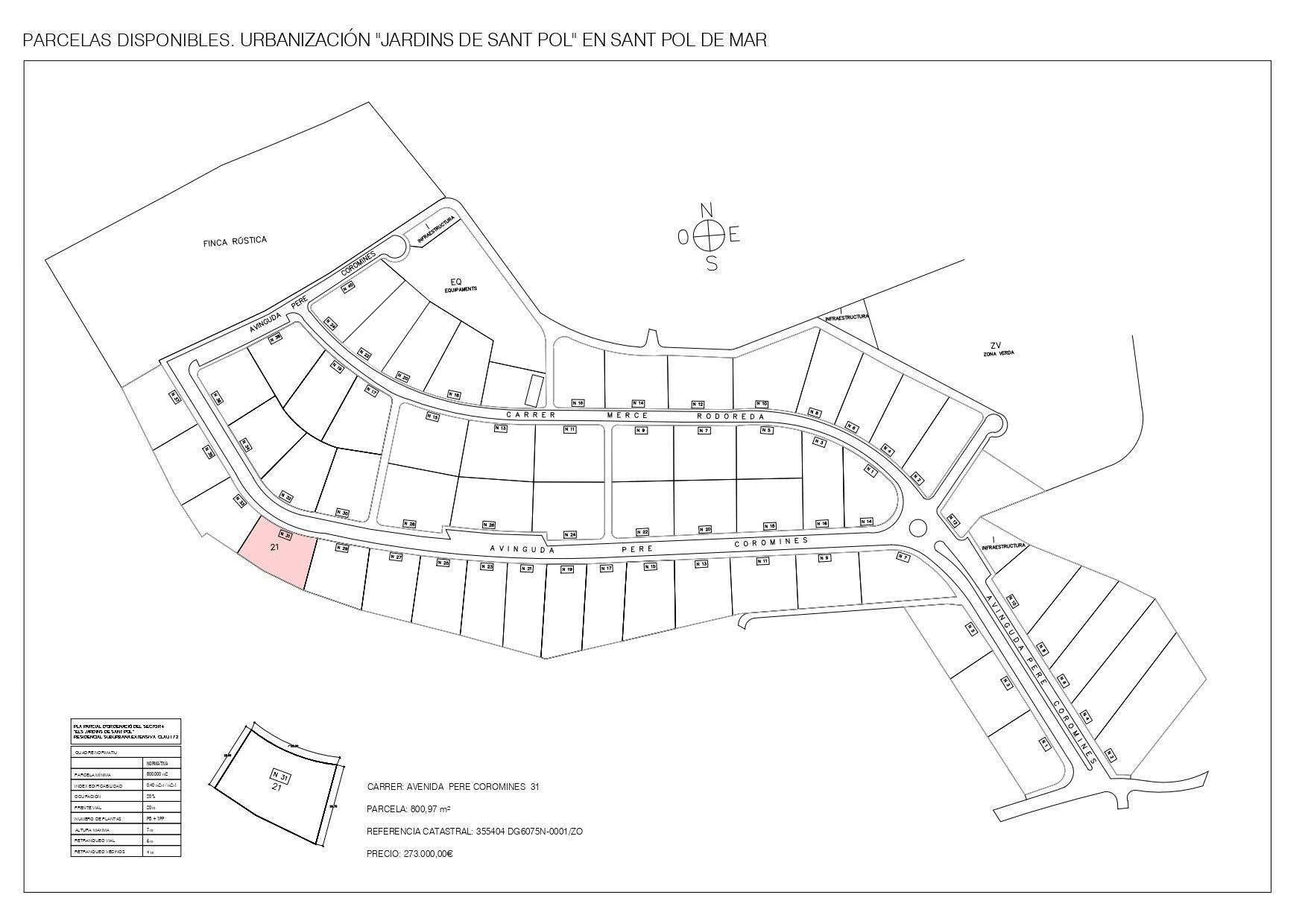 33 Avinguda de Pere Coromines, Sant Pol de Mar, Barcelona for sale Plat Map- Image 1 of 2