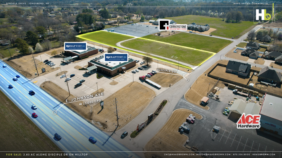 2.83 AC Disciple Dr., Jonesboro, AR for sale - Aerial - Image 2 of 6