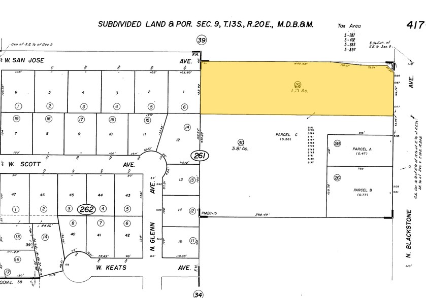 5191-5195 N Blackstone Ave, Fresno, CA for lease - Plat Map - Image 2 of 6