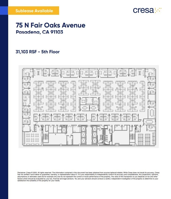 75 N Fair Oaks Ave, Pasadena, CA for lease Typical Floor Plan- Image 1 of 1
