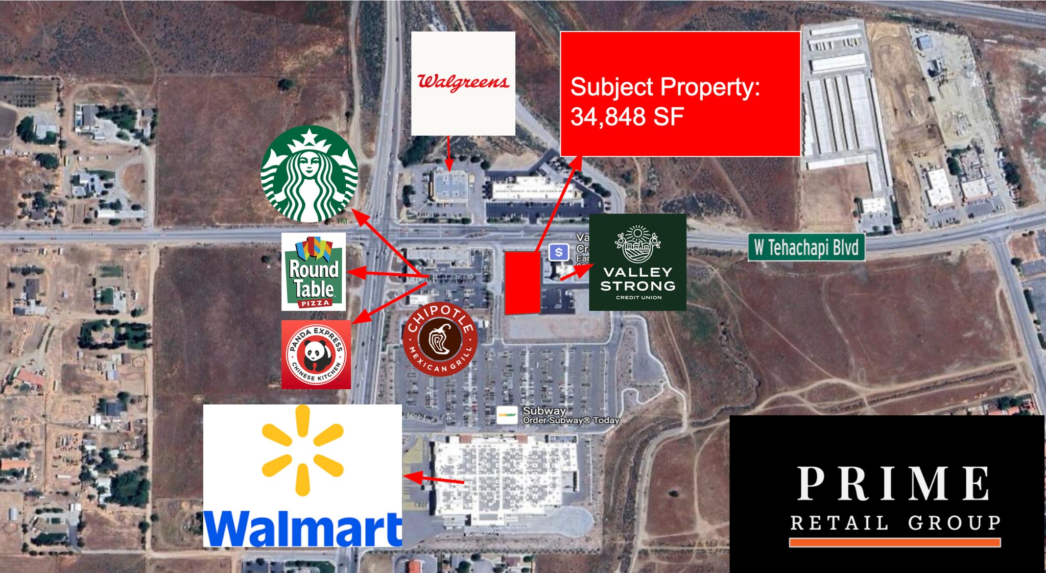 Walmart Anchor Pad, Tehachapi, CA for sale Aerial- Image 1 of 5