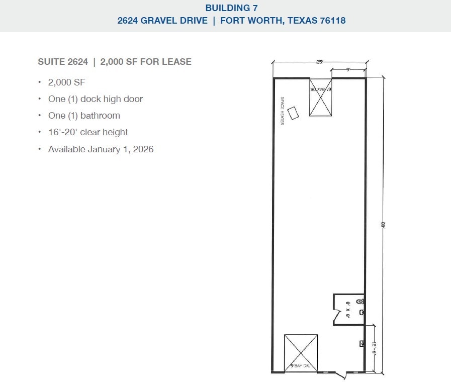 2501-2519 Gravel Dr, Fort Worth, TX for lease Floor Plan- Image 1 of 1