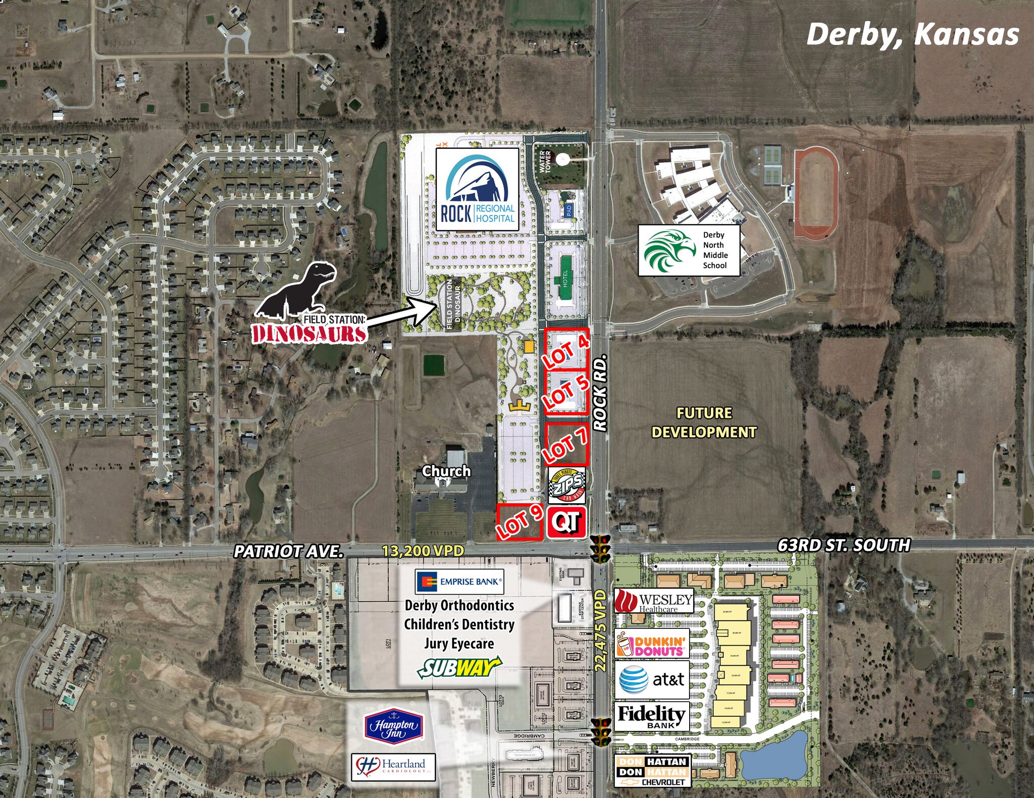 Rock Rd & 63rd St (Patriot Ave), NW/C, Derby, KS for sale Aerial- Image 1 of 1