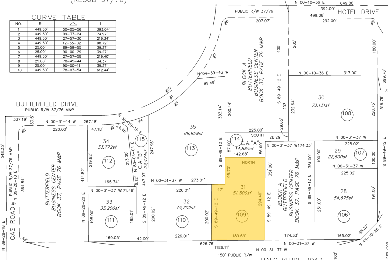 S Palo Verde Rd, Tucson, AZ for sale - Plat Map - Image 1 of 2