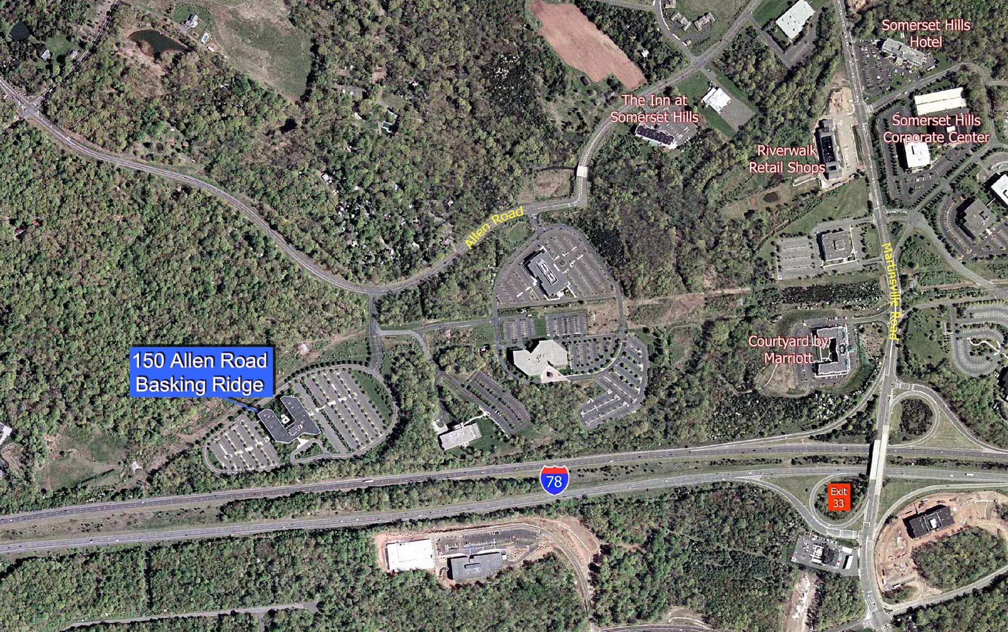 150 Allen Rd, Basking Ridge, NJ for sale Aerial- Image 1 of 1