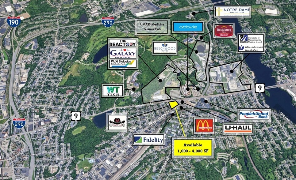 490 Shrewsbury St, Worcester, MA for lease - Aerial - Image 2 of 15