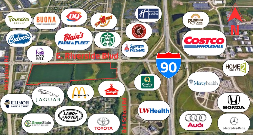 7200 / 7300 East Riverside Boulevard, Rockford, IL for sale - Aerial - Image 2 of 4