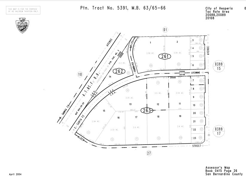 Alder St., East of Santa Fe Ave. E, Hesperia, CA for sale - Plat Map - Image 2 of 2