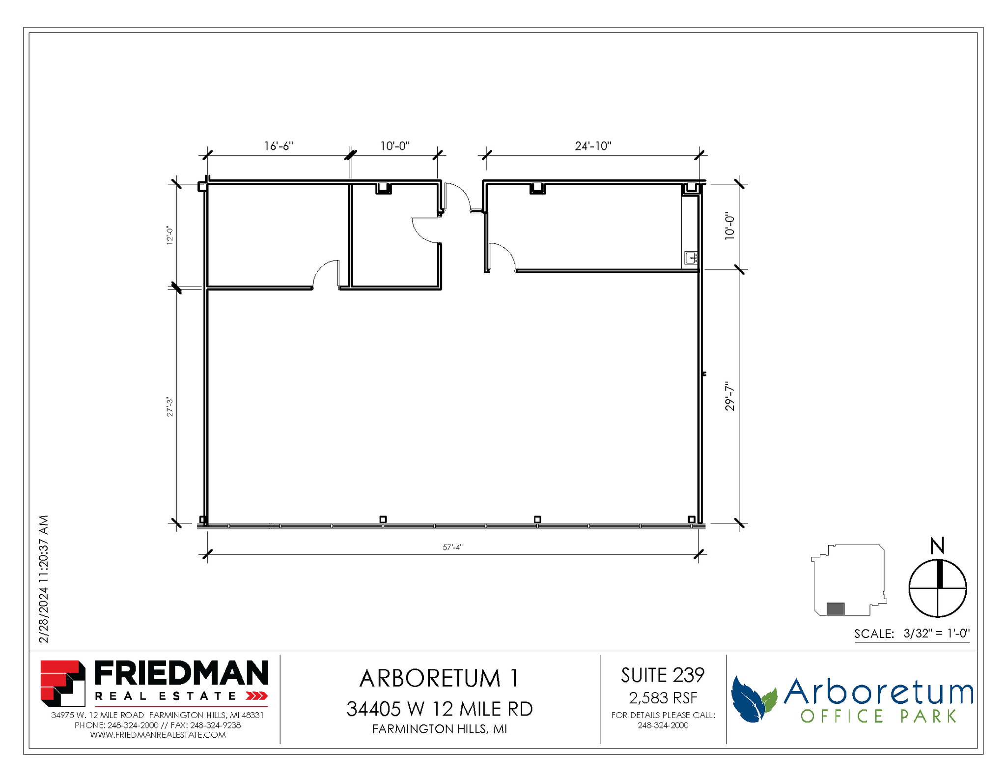 34405 W 12 Mile Rd, Farmington Hills, MI for lease Floor Plan- Image 1 of 2