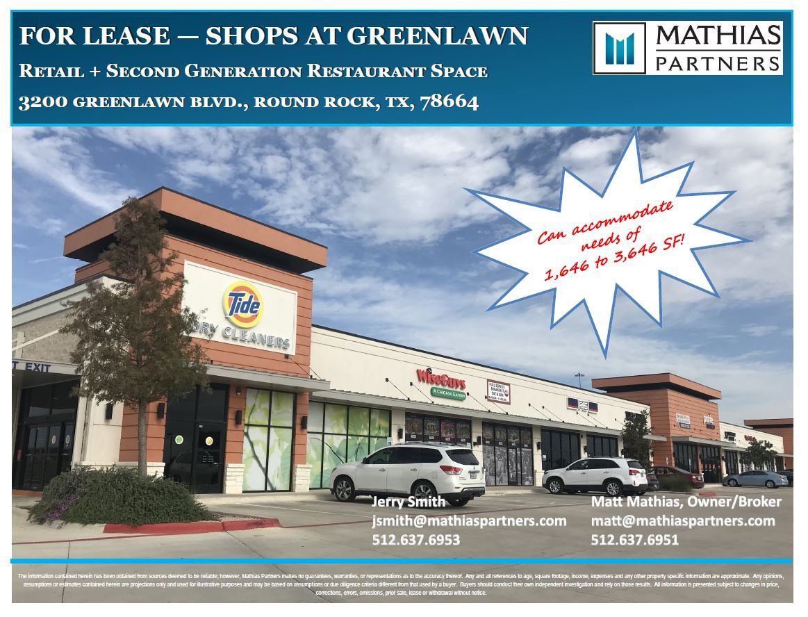 Greenlawn Blvd, Round Rock, TX 78664 - The Shops at Greenlawn | LoopNet