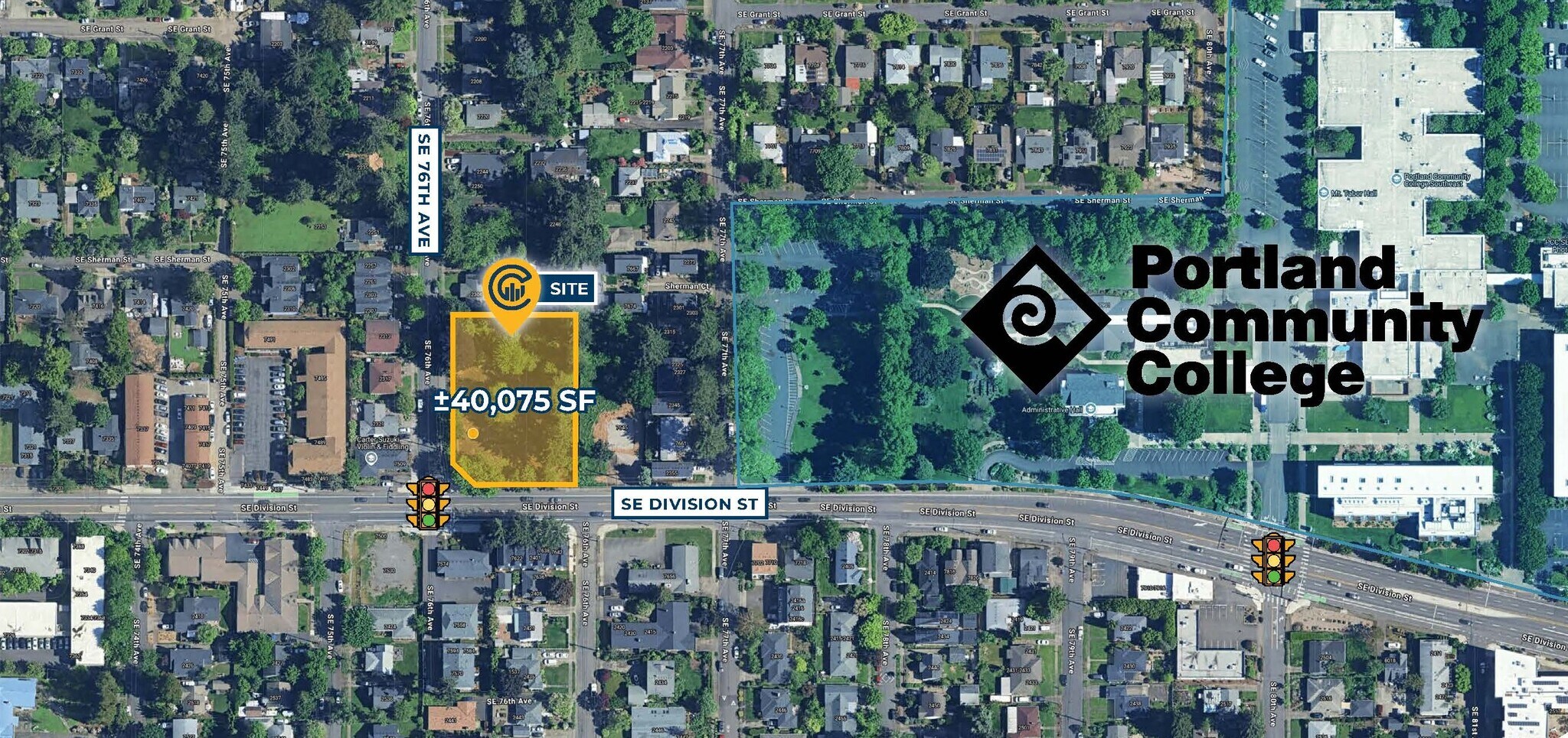 7601 SE Division St, Portland, OR for sale Aerial- Image 1 of 3