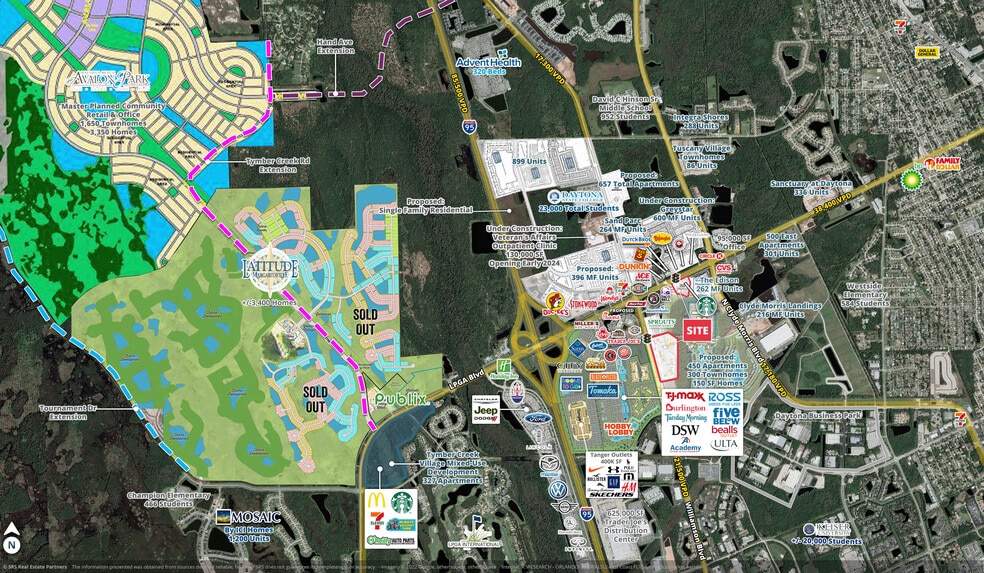 SEQ of LPGA & Williamson, Daytona Beach, FL for lease - Aerial - Image 1 of 1