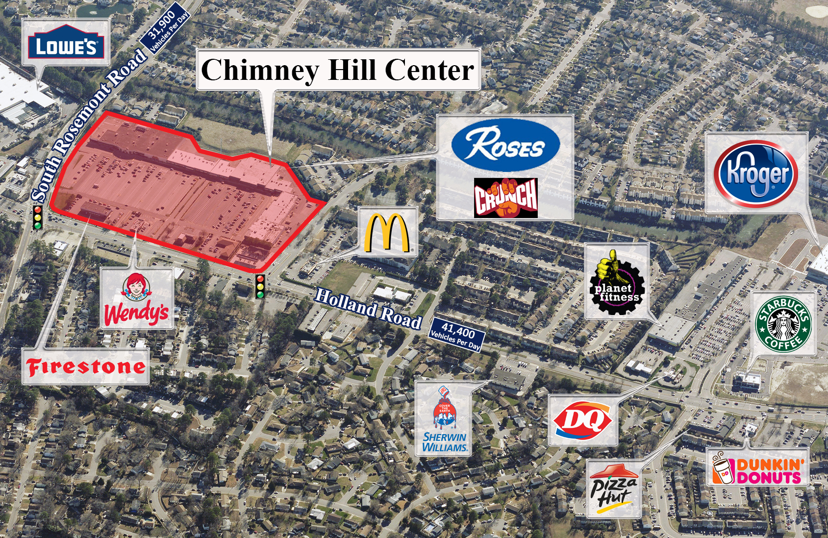 801-929 Chimney Hill Shopping Ctr, Virginia Beach, VA for lease Aerial- Image 1 of 3