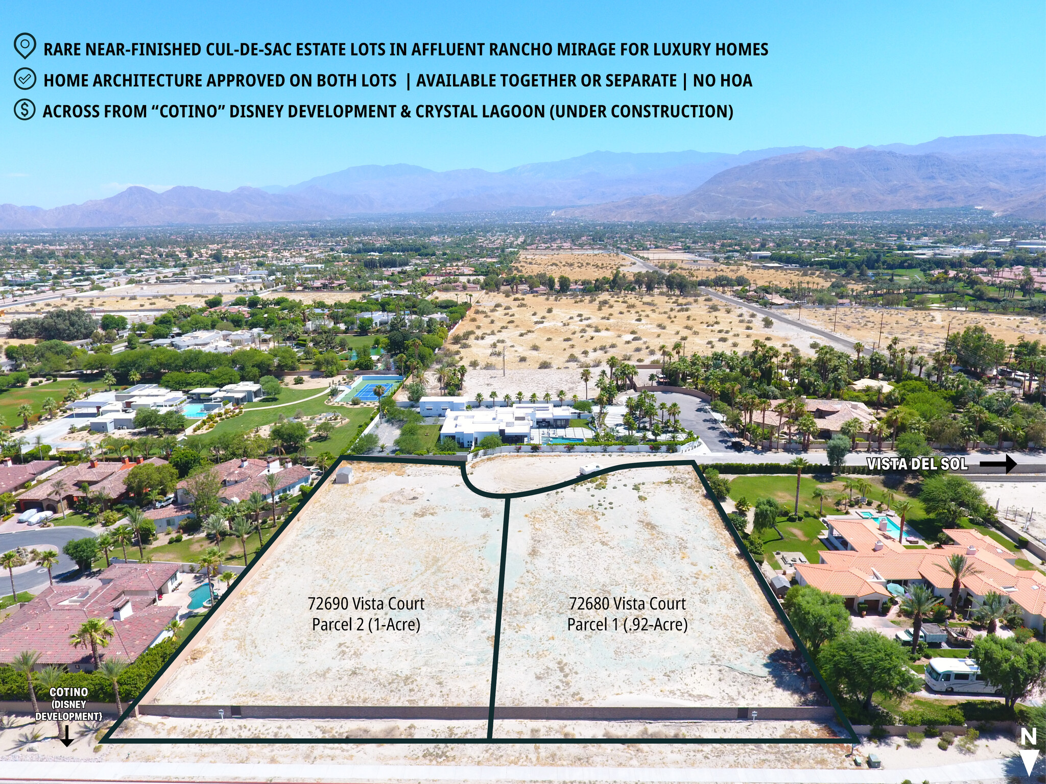 Vista Court 2 Near-Finished Cul-De-Sac Estate Lots, Rancho Mirage, CA for sale Building Photo- Image 1 of 1