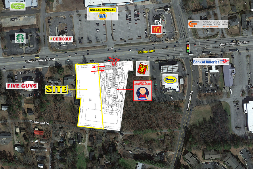 John B. White Sr. Blvd, Spartanburg, SC for lease - Aerial - Image 3 of 4