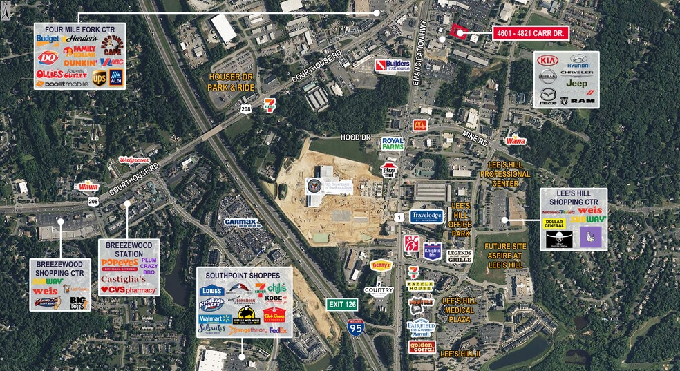 4601-4821 Carr Dr, Fredericksburg, VA for lease - Aerial - Image 2 of 2