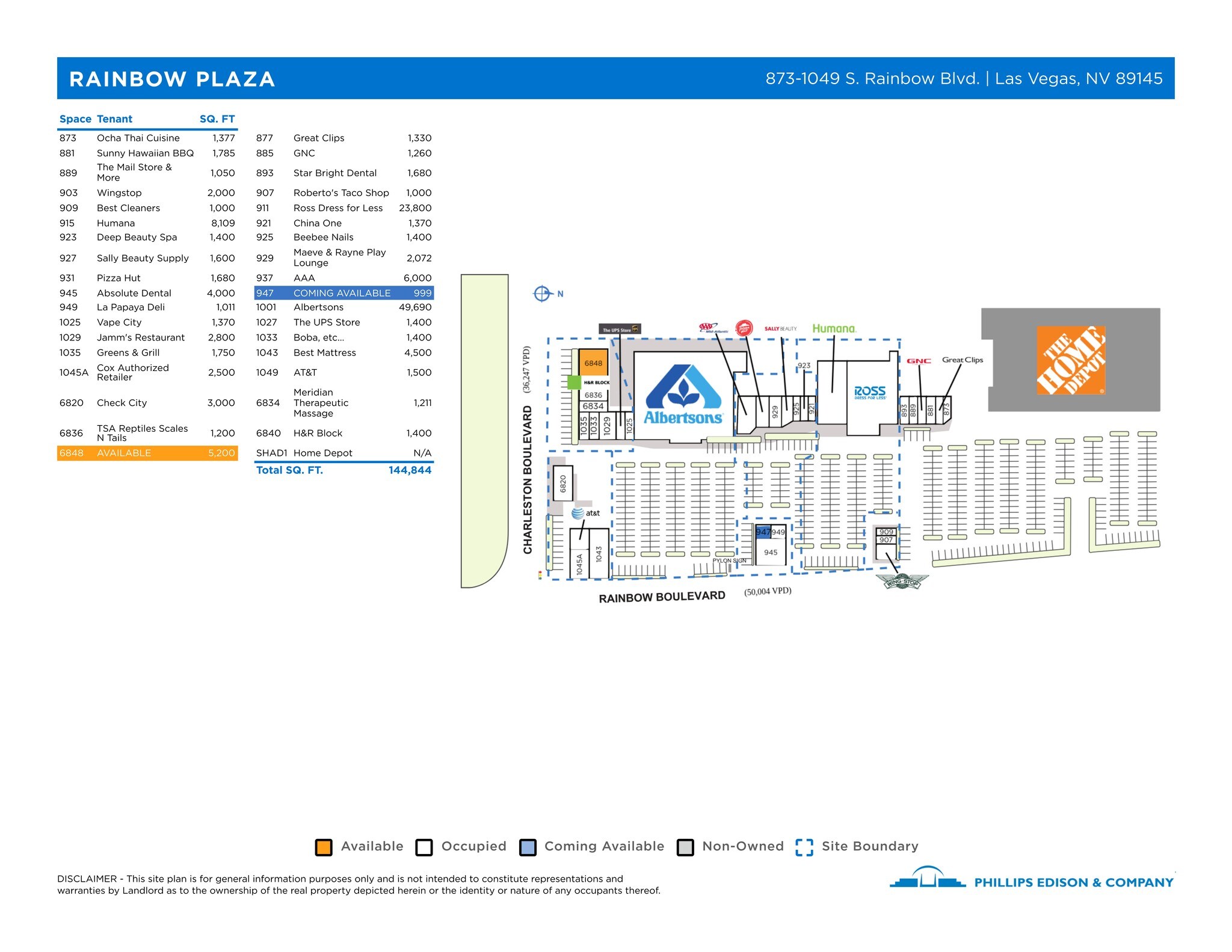 911-1035 S Rainbow Blvd, Las Vegas, NV for lease Site Plan- Image 1 of 1