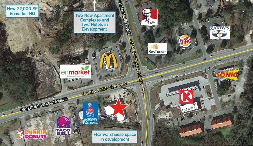 4317 Ogeechee Rd, Savannah, GA for lease - Aerial - Image 3 of 8