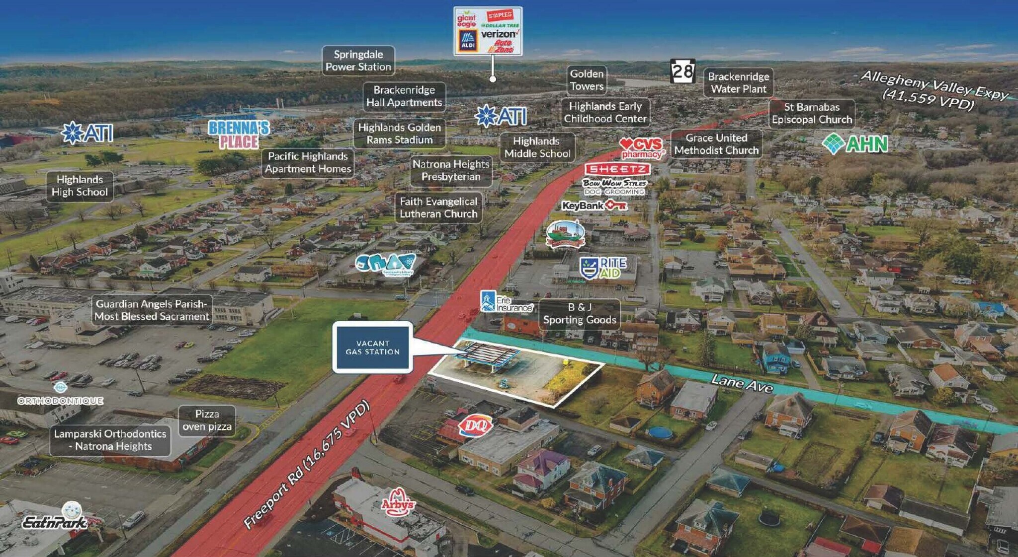 1611 Freeport Rd, Natrona Heights, PA 15065 Vacant Gas Station