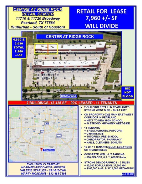 11710 Broadway St, Pearland, TX for lease - RIDGE ROCK LEASING BROCHURE_Ste 100 & 102_01-23-2021_Page_01 - Copy - Image 1 of 8