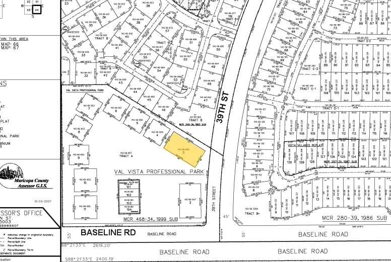3850 E Baseline Rd, Mesa, AZ for lease - Plat Map - Image 2 of 3