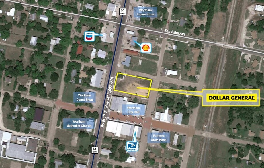 Dollar General - 106 3rd Street, Wortham, TX for sale - Aerial - Image 2 of 3